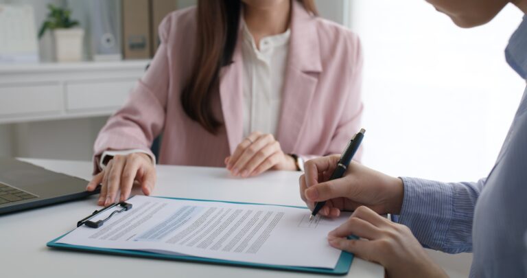 a real estate agent with a client