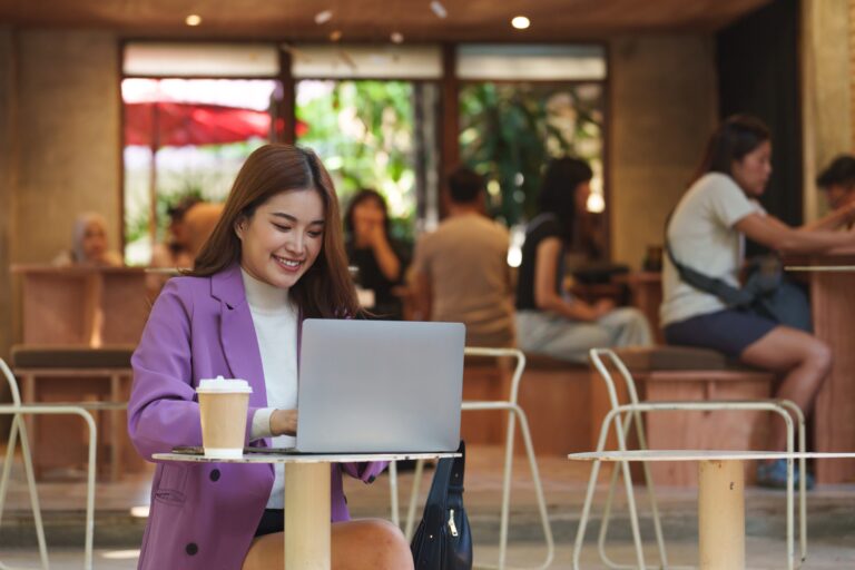 a business student studying