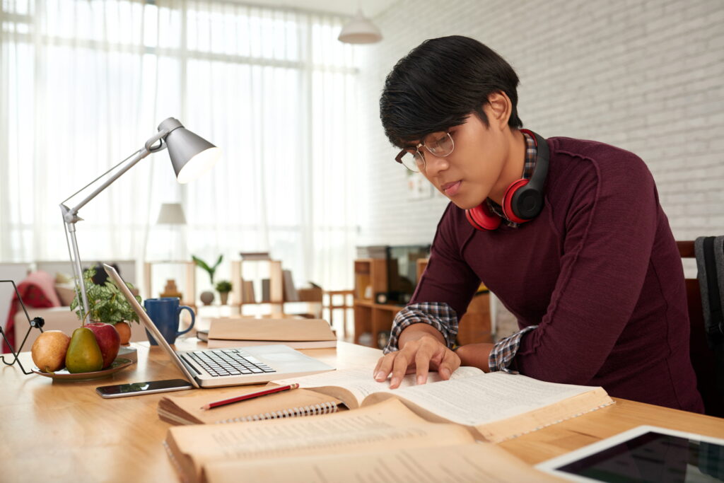 Male student studying