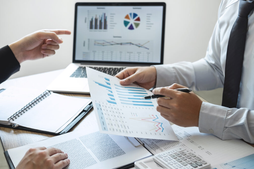 two accountants working on a data